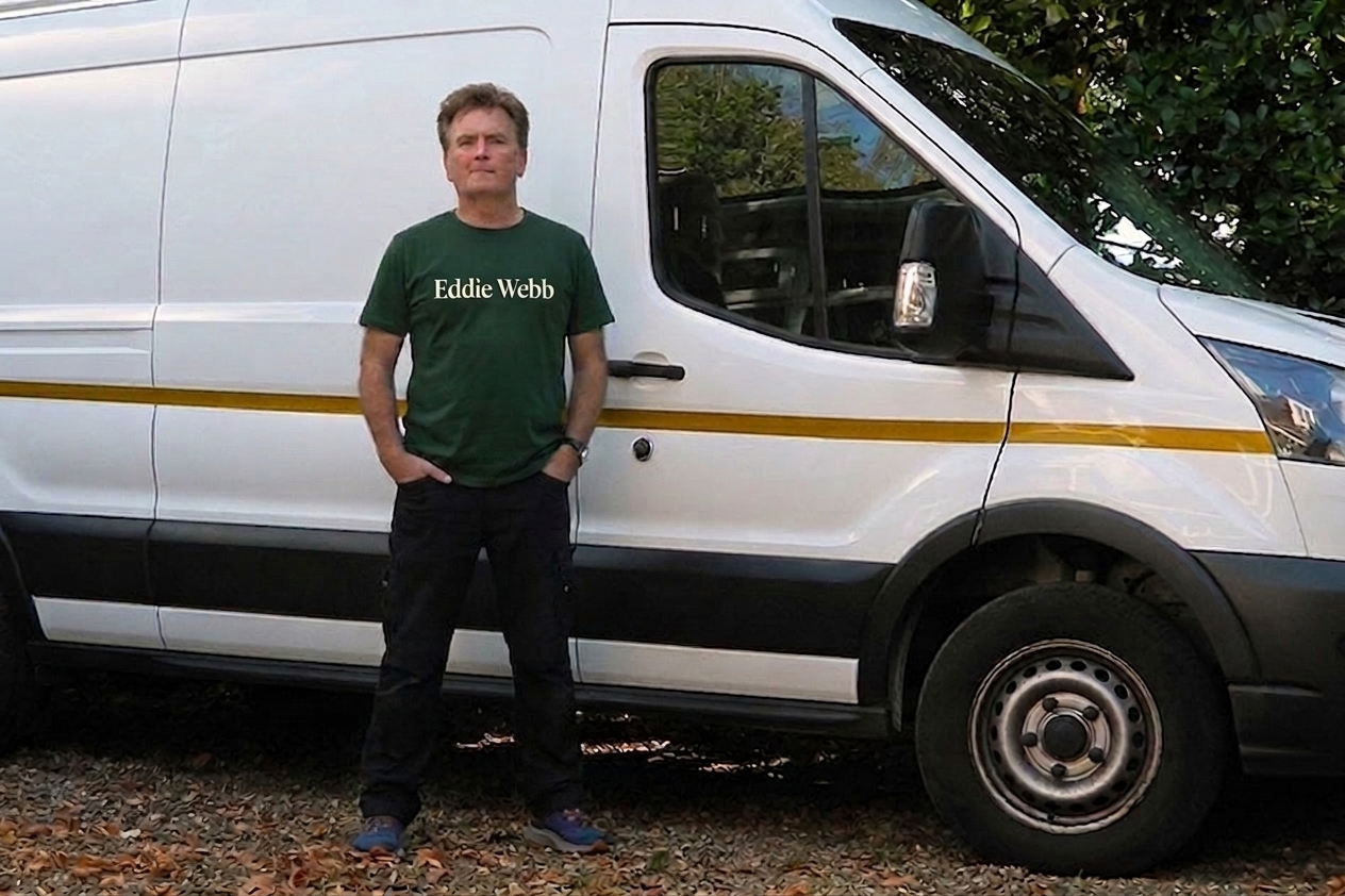 Eddie Webb, founder, with his van in Yateley