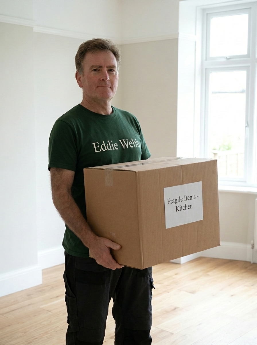 House clearance in progress, boxing household items