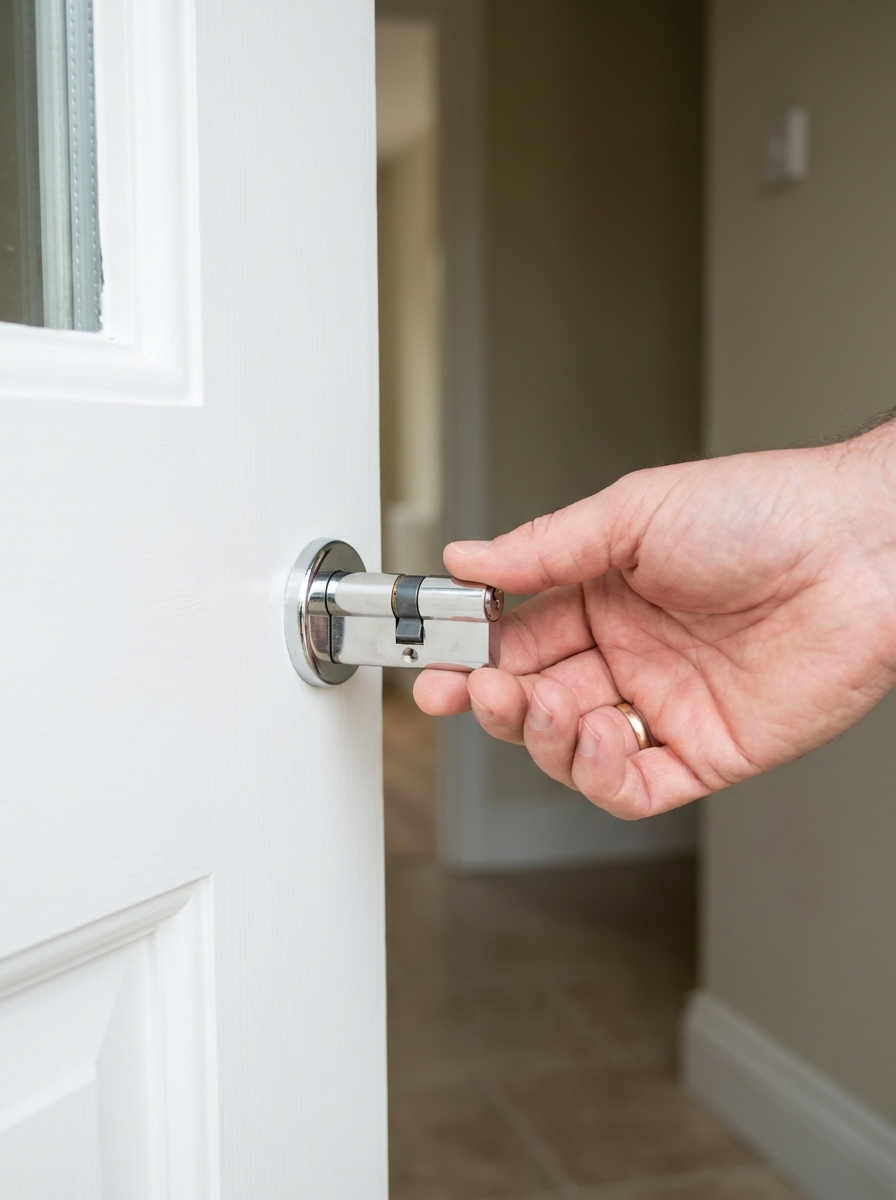 Fitting a new lock on a rental property door